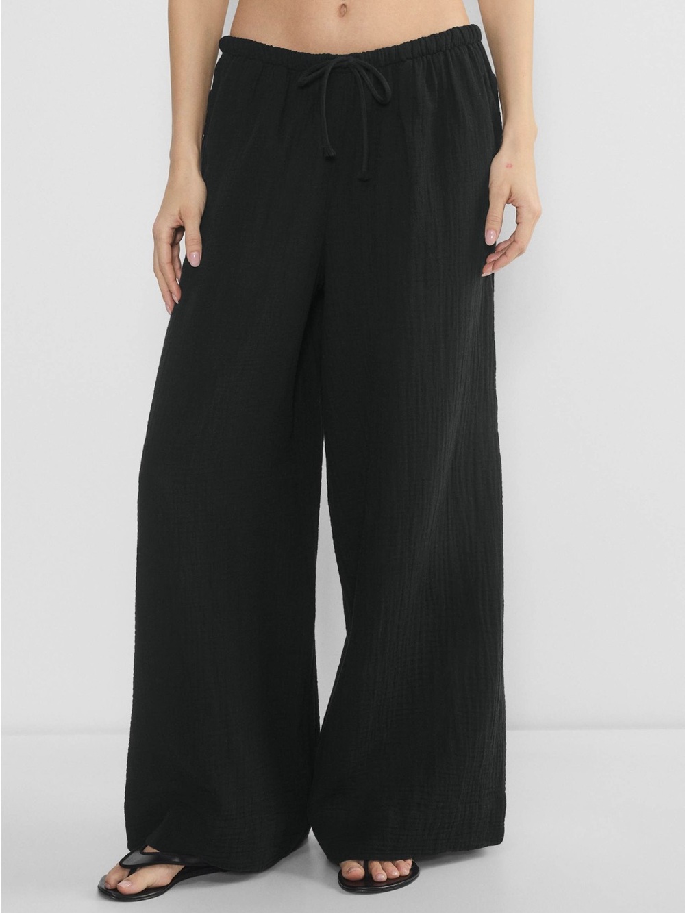 Aritzia Little Moon AirPlush Cotton Coastal Palazzo Pants Black Wide Leg S